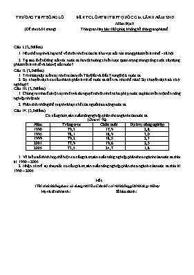 Đề kiểm tra chất lượng ôn thi THPT Quốc gia lần 2 môn Địa lý năm 2015 - Trường THPT Sông Lô (Có đáp án)